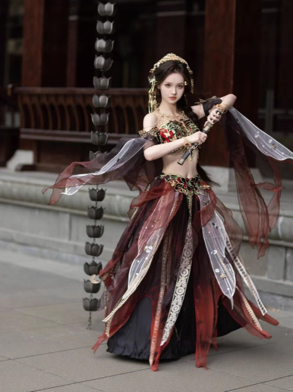 Kostim tradicionalne kineske odjeće s leptira motivom, inspiriran Dunhuang Flying Apsaras, egzotičan stil, komplet za plesnu izvedbu za odrasle, ljetna odjeća