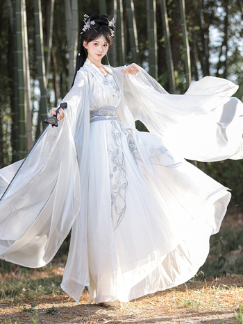 Unisex Hanfu u stilu Song dinastije, kineski drevni kostim sa širokim rukavima i dvodijelnom suknom do struka, eteričan i tečan, nadahnut borilačkim vještinama, ljetna svakodnevna odjeća