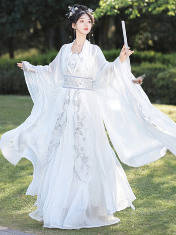 Unisex Hanfu u stilu Song dinastije, kineski drevni kostim sa širokim rukavima i dvodijelnom suknom do struka, eteričan i tečan, nadahnut borilačkim vještinama, ljetna svakodnevna odjeća