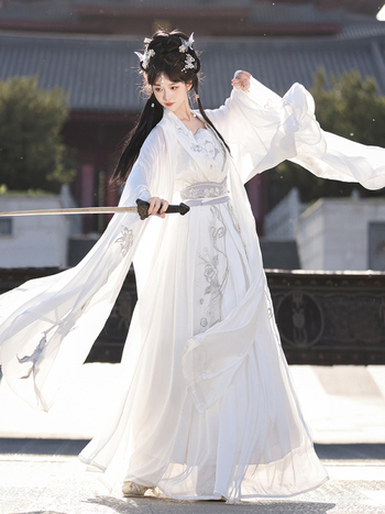 Unisex Hanfu u stilu Song dinastije, kineski drevni kostim sa širokim rukavima i dvodijelnom suknom do struka, eteričan i tečan, nadahnut borilačkim vještinama, ljetna svakodnevna odjeća