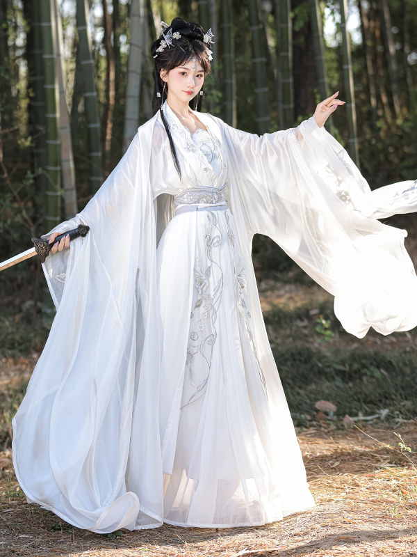Unisex Hanfu u stilu Song dinastije, kineski drevni kostim sa širokim rukavima i dvodijelnom suknom do struka, eteričan i tečan, nadahnut borilačkim vještinama, ljetna svakodnevna odjeća
