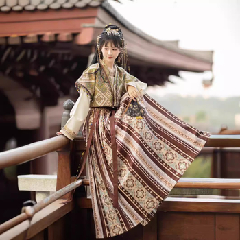 Hanfu u Tang stilu s egzotičnim dunhuanskim prizvukom, suknja s konjskom licem – ženski set za četiri sezone, jesen-zima
