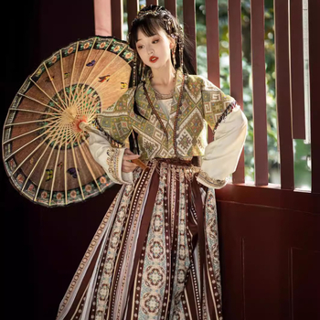 Hanfu u Tang stilu s egzotičnim dunhuanskim prizvukom, suknja s konjskom licem – ženski set za četiri sezone, jesen-zima