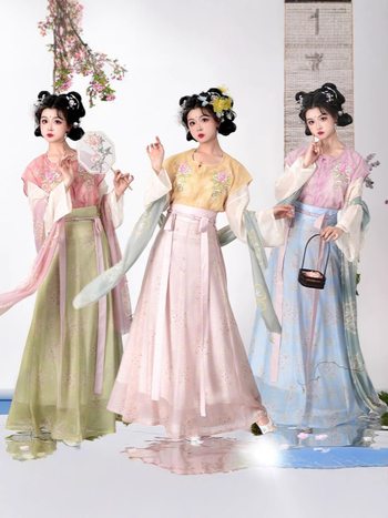 Shaohua Tang Hanfu set s izvezenim gornjim dijelom i suknjom od osam panela, svakodnevni komplet za proljeće i ljeto