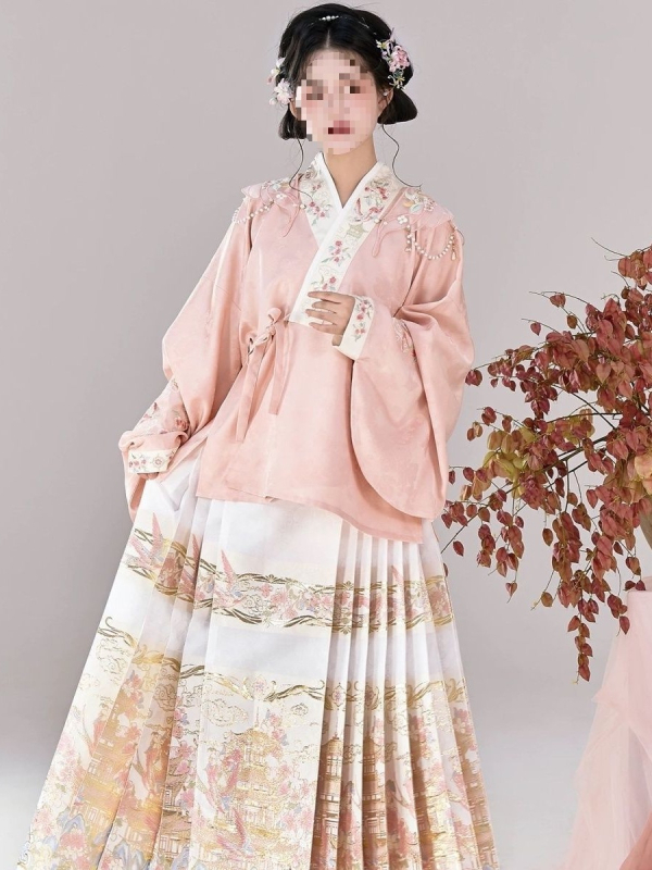 Huaxianji Yanyunting Hanfu: Ming stil s Pipa rukavima, Maqian suknja od brokata i Han-Yang eklektični set, model 2025