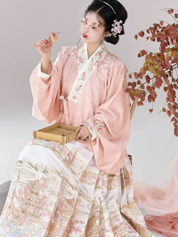 Huaxianji Yanyunting Hanfu: Ming stil s Pipa rukavima, Maqian suknja od brokata i Han-Yang eklektični set, model 2025