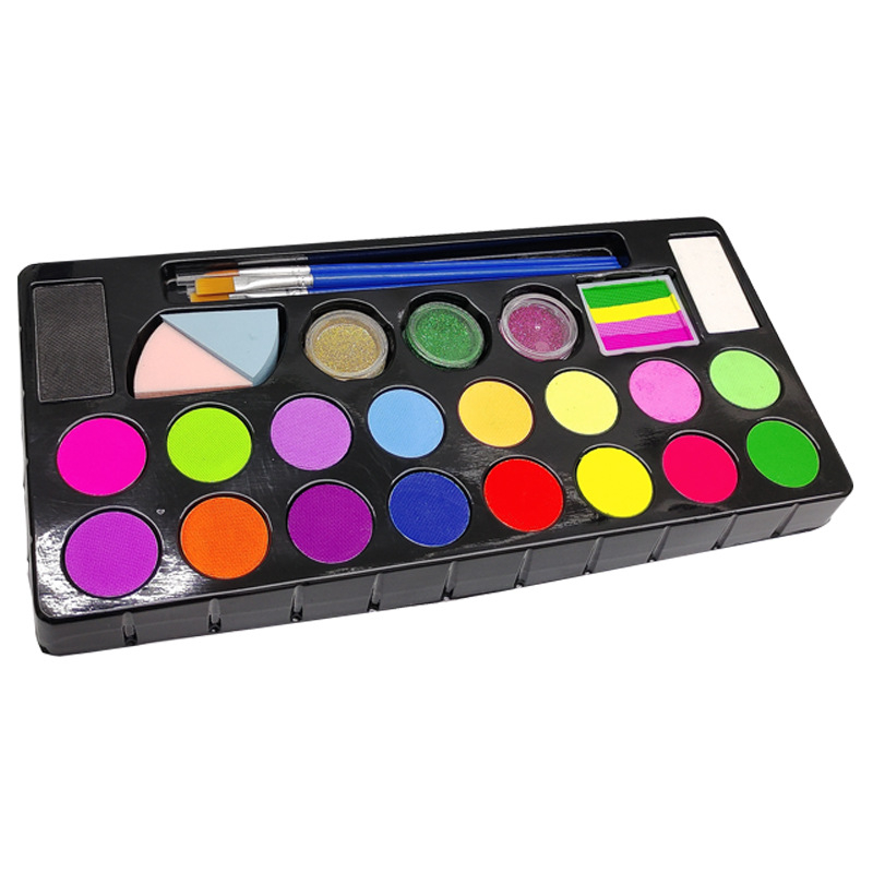 Profesionalni set za tijelo bojenje s 18 boja i konturnim flomastrom; Halloween šminka, operni makeup i bojenje lica za Božić