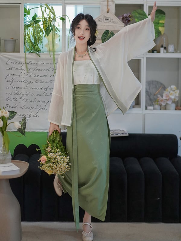 Ljetna suknja od satena s žakardom u stilu Song dinastije, Hanfu za žene, kineski retro za svakodnevno nošenje