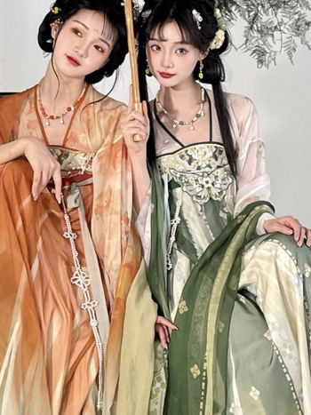 Lin’an proljetni Hanfu za žene, Tang stil, ravna ovratnica, gornji dio s preklopom preko prsa, set topa i suknje, svakodnevni retro stil