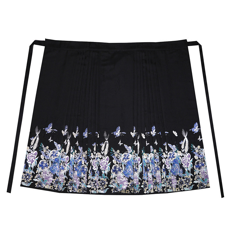 Luozhu Hanfu za žene, Ming inspiriran stil, gradijentna izvezena bluza s visokim ovratnikom i suknja Horse-Face s perlama