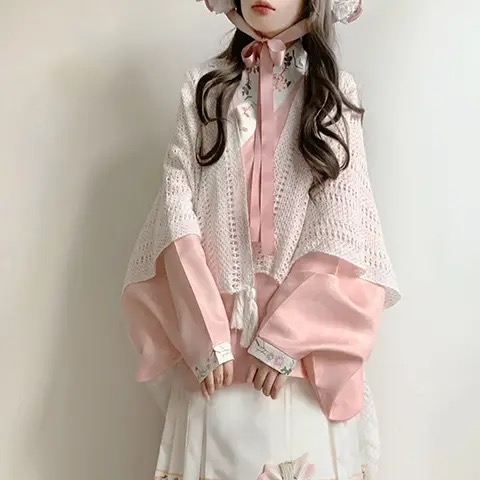 Hanfu u Ming stilu s Han-Yang eklektikom, kratka jakna s ovratnikom, rukavi tipa pijpa, suknja s motivom konjske lice, Lolita jesen-zima komplet