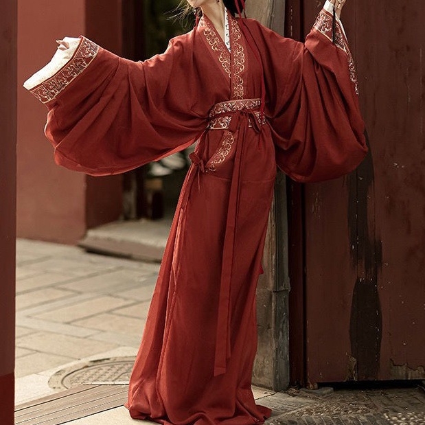 Ženska Hanfu haljina iz doba Ratnih država, s križnim ovratnikom i ravnim rubom, s dugim repom, palatni stil za ples, drevni kostim