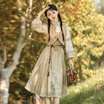 Ženski Hanfu set: haljina s vestom u kineskom stilu s Ming izvezom