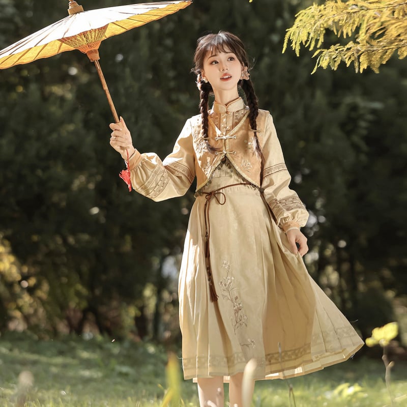 Ženski Hanfu set: haljina s vestom u kineskom stilu s Ming izvezom
