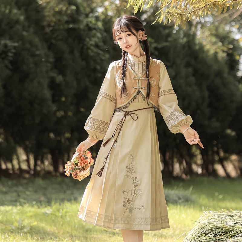Ženski Hanfu set: haljina s vestom u kineskom stilu s Ming izvezom