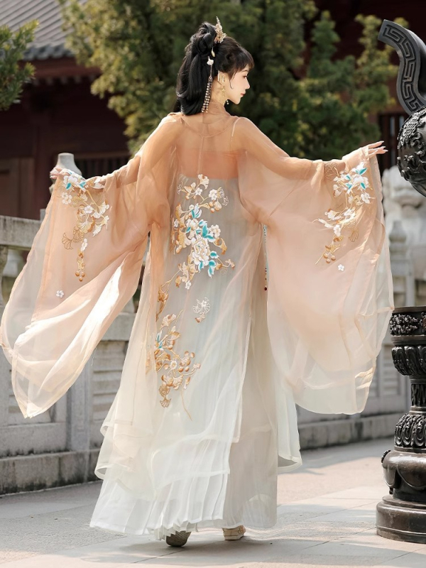Zizhi Yutang originalni Hanfu za žene — Yunjin Chunhua — Dvije dijelni set s topom do prsa i širokim rukavima, gusta izvezenost, antički stil