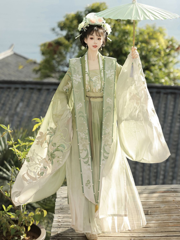 Ženski Hanfu 2026 originalni dizajn, stil dinastije Song, teška izrada, široki rukavi, nacionalni stil, ljetni antički kostim