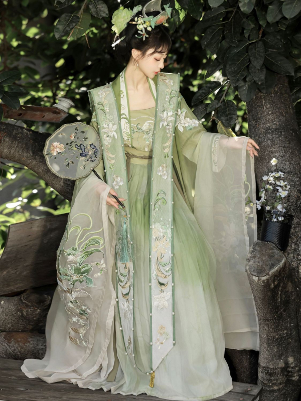 Ženski Hanfu 2026 originalni dizajn, stil dinastije Song, teška izrada, široki rukavi, nacionalni stil, ljetni antički kostim