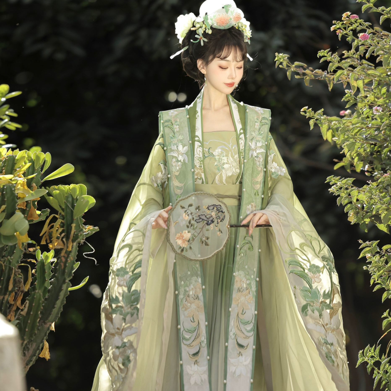 Ženski Hanfu 2026 originalni dizajn, stil dinastije Song, teška izrada, široki rukavi, nacionalni stil, ljetni antički kostim