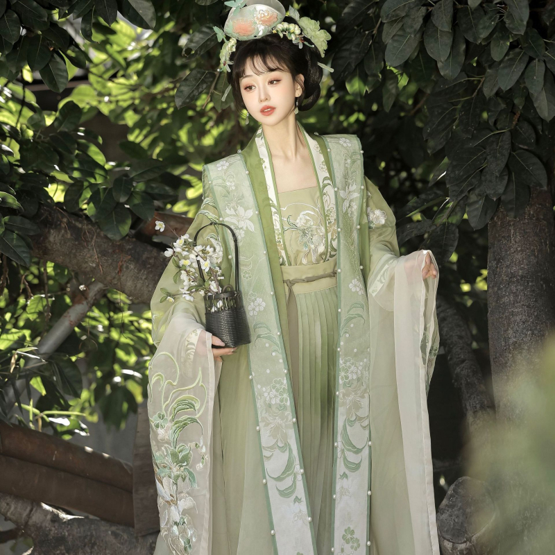 Ženski Hanfu 2026 originalni dizajn, stil dinastije Song, teška izrada, široki rukavi, nacionalni stil, ljetni antički kostim