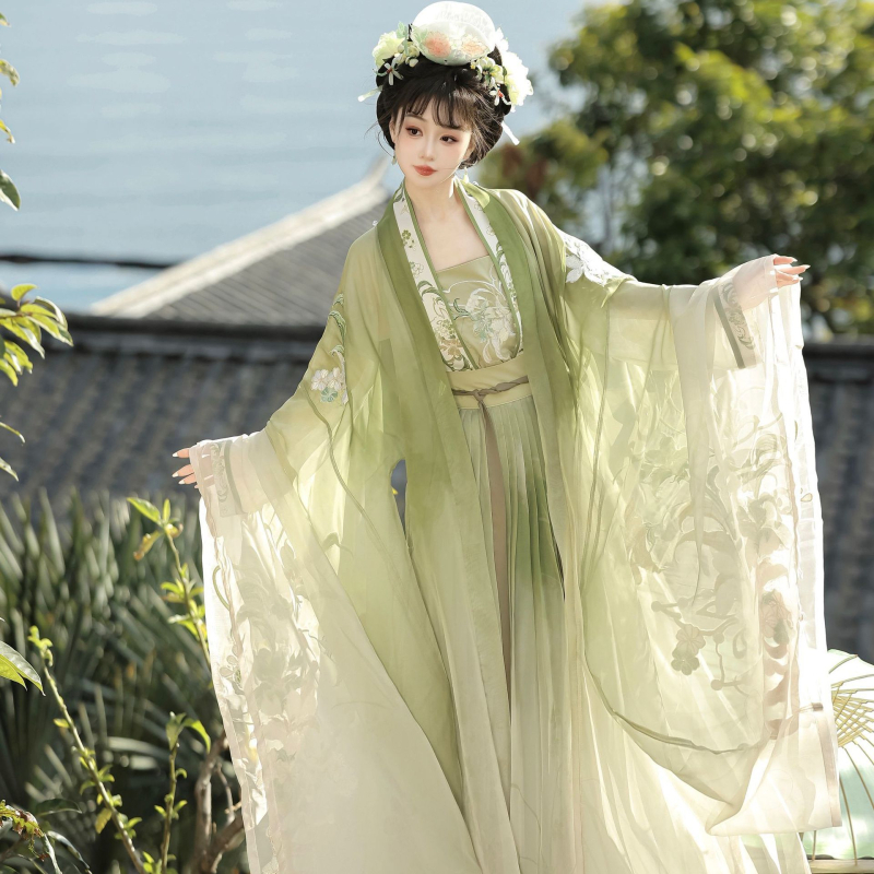 Ženski Hanfu 2026 originalni dizajn, stil dinastije Song, teška izrada, široki rukavi, nacionalni stil, ljetni antički kostim