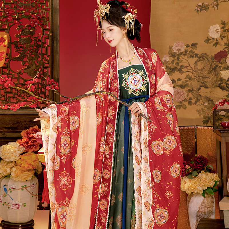 Hanfu Tang dinastije za žene, eterična suknja s širokim rukavima i top, kineskog stila svakodnevna odjeća za proljeće i ljeto