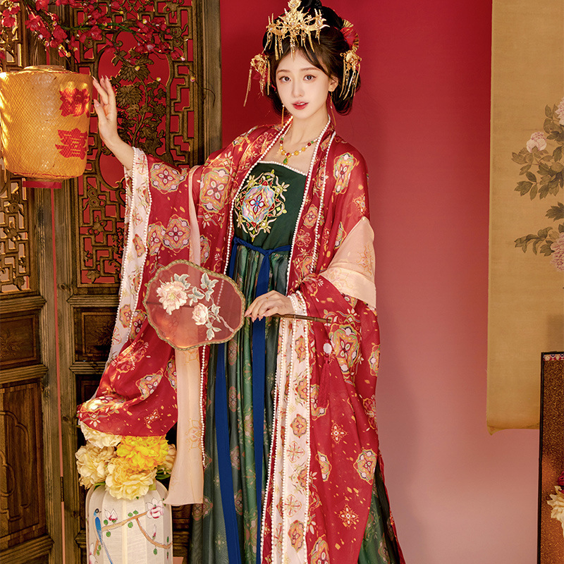 Hanfu Tang dinastije za žene, eterična suknja s širokim rukavima i top, kineskog stila svakodnevna odjeća za proljeće i ljeto