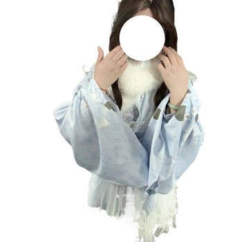 Hanfu stil jesen-zima dnevni set s plavim Pipa rukavima i kardiganom sa stojećim ovratnikom, Lolita set
