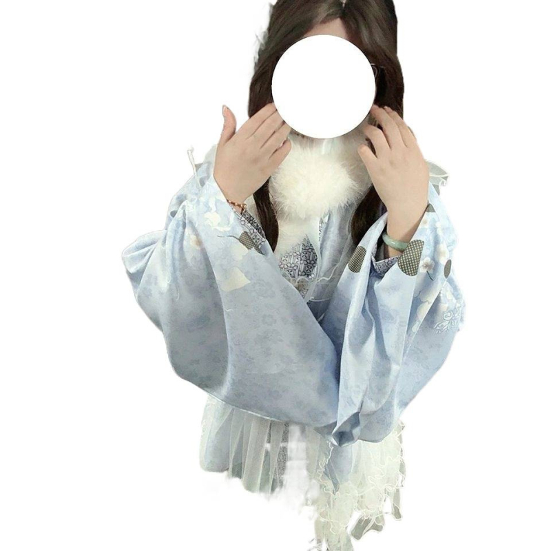 Hanfu stil jesen-zima dnevni set s plavim Pipa rukavima i kardiganom sa stojećim ovratnikom, Lolita set