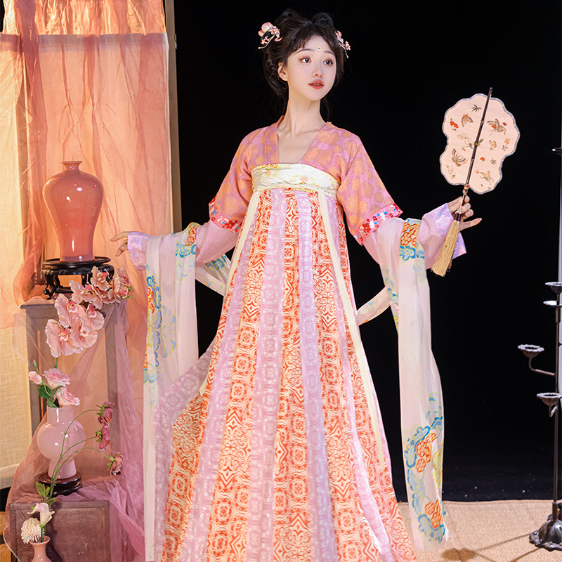 Hanfu set za žene: tradicionalni kineski stil s Tang stilom vanjske jakne, top s okruglim izrezom i ruqun suknja za proljeće i ljeto