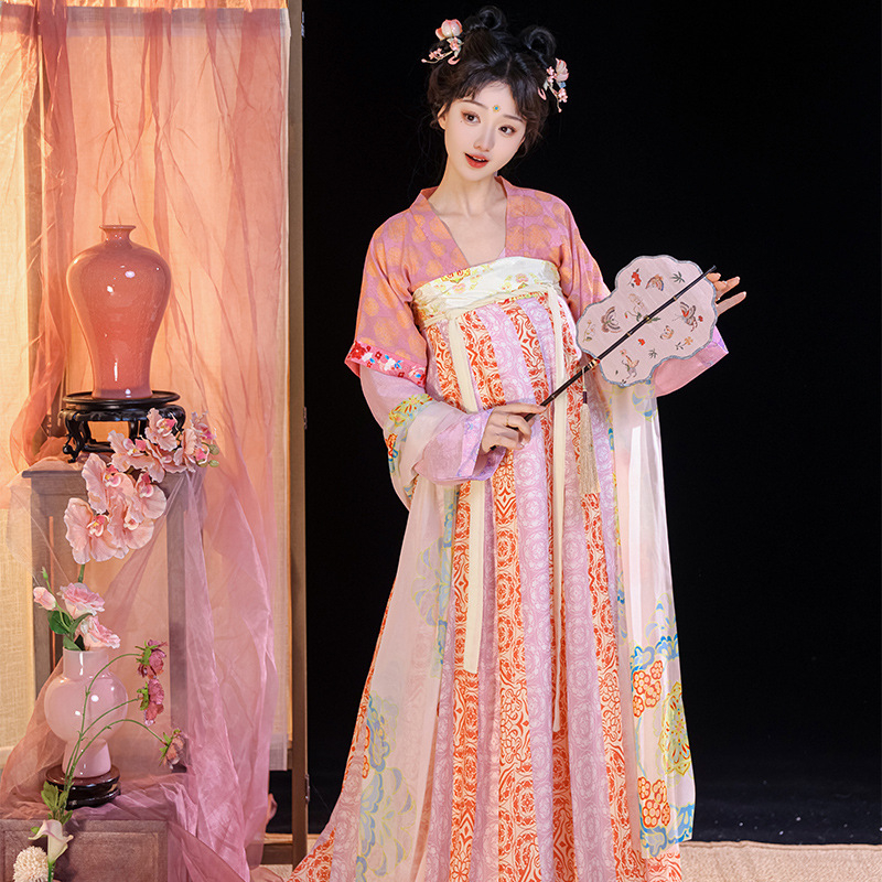 Hanfu set za žene: tradicionalni kineski stil s Tang stilom vanjske jakne, top s okruglim izrezom i ruqun suknja za proljeće i ljeto