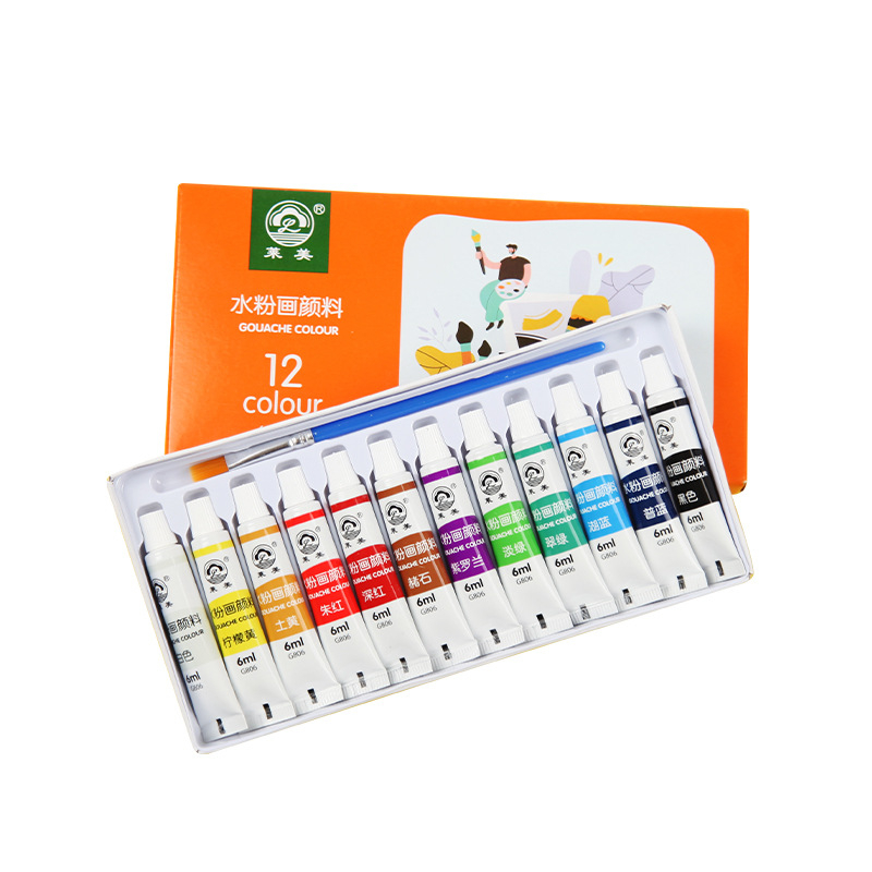 Gouache set 12 boja za početnike – kutija za skiciranje
