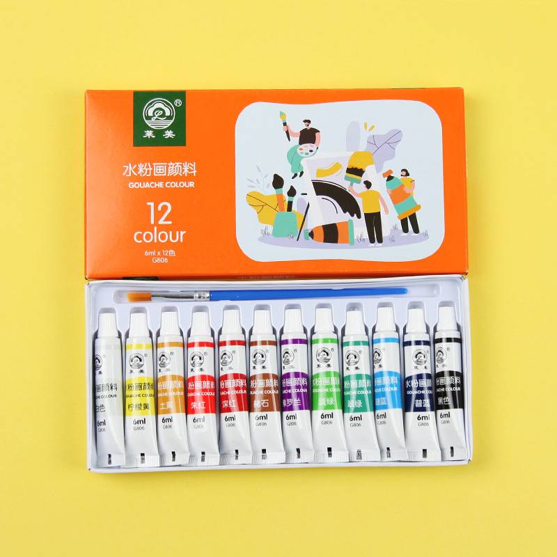 Gouache set 12 boja za početnike – kutija za skiciranje