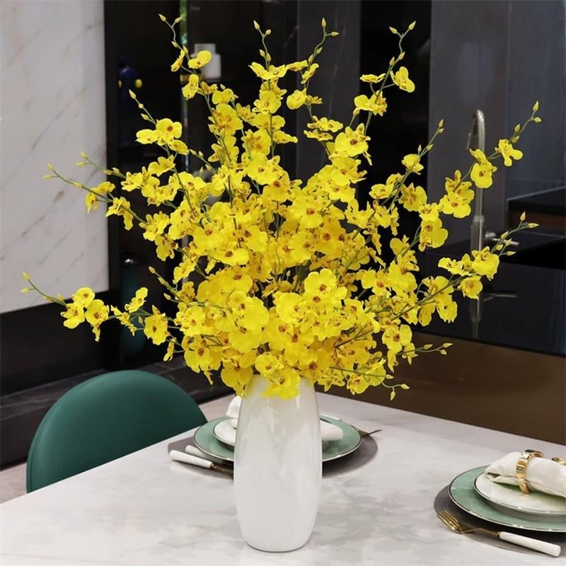 Изкуствен букет от копринени цветя: танцуваща орхидея Phalaenopsis, декоративна композиция за сватби и фотосесии, височина 30–100 cm