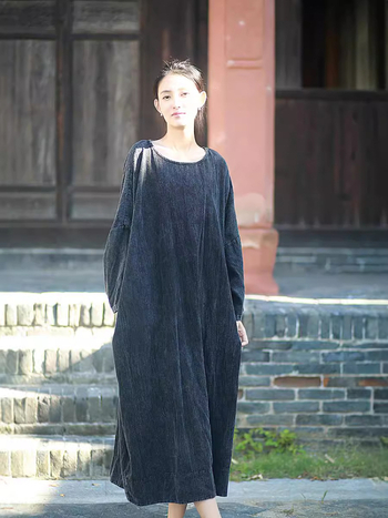 Izvorni dizajn: haljina od pamuka i lana u kineskom nacionalnom stilu, široki kroj