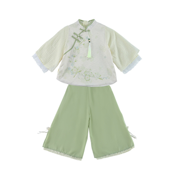 Hanfu set za djevojčice, ljeto 2026, tanak kineski Tang stil, s dugim rukavima
