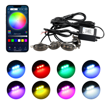APP-vezérlésű RGB középső hűtőmaszk világítás, első lökhárítóra nappali világítás, univerzális terepjáró járművekhez