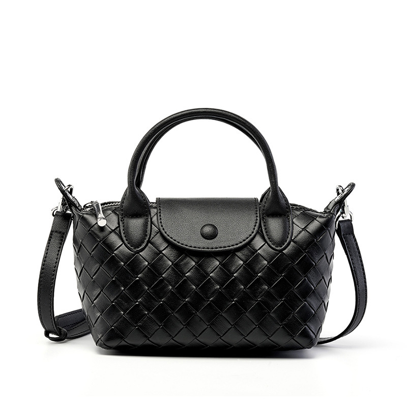 Mini torba od prave kože s pletenim uzorkom, dumpling stil crossbody i ručna torba za svakodnevnu upotrebu, srednja veličina, zima 2025