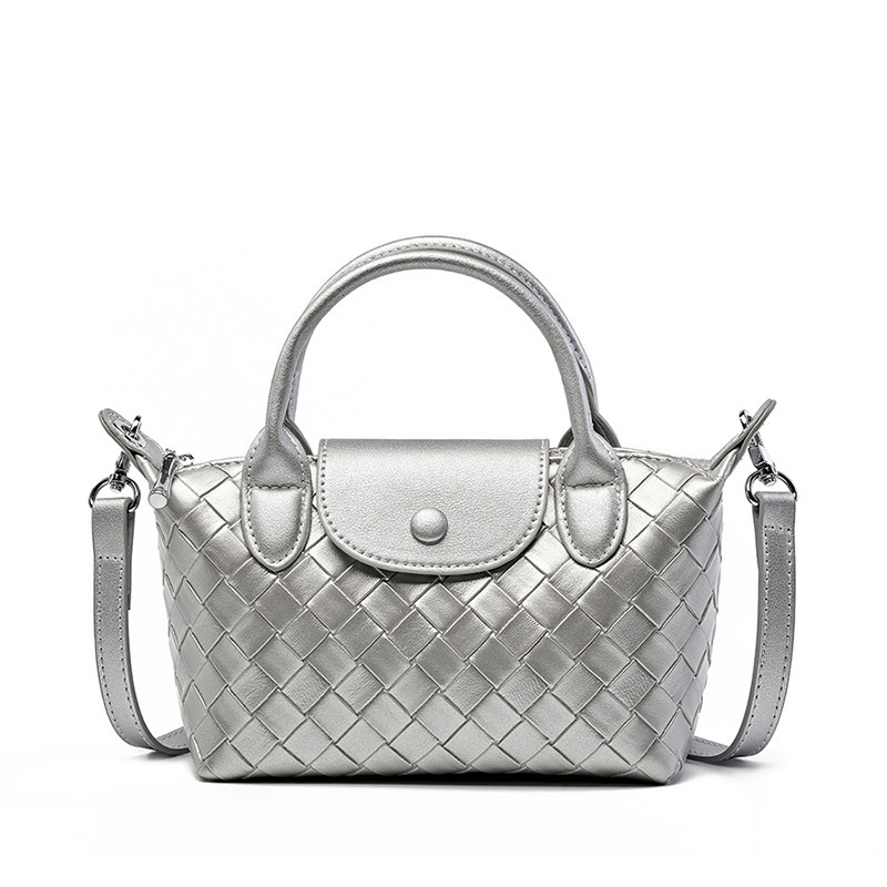 Mini torba od prave kože s pletenim uzorkom, dumpling stil crossbody i ručna torba za svakodnevnu upotrebu, srednja veličina, zima 2025