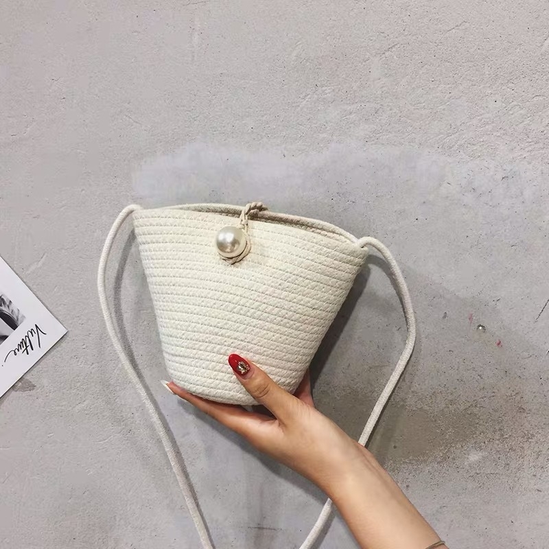 Torba za ramena bez zatvarača, u obliku knedle, pletena od slame, mala torbica za telefon, ženska plažna torba