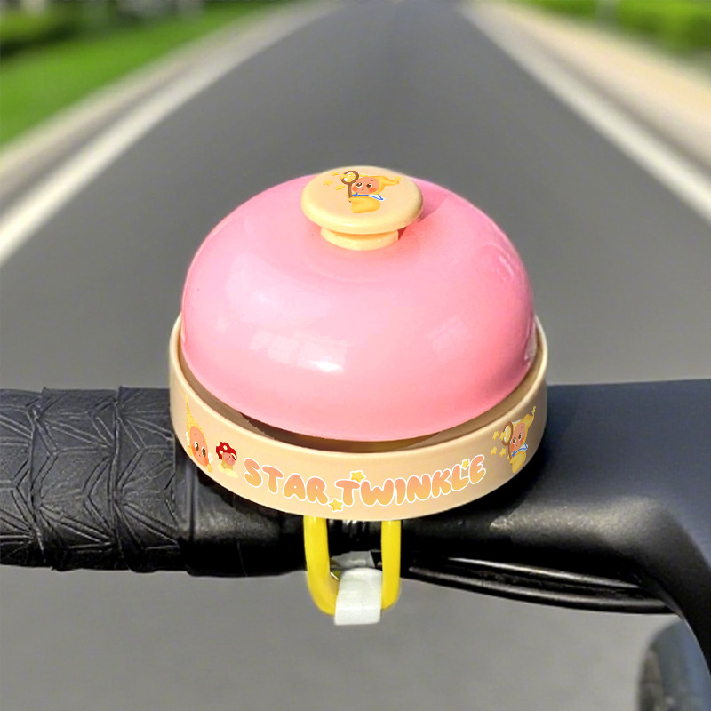 Clopoțel pentru ghidonul bicicletei, sunet foarte puternic, design drăguț în stil desen animat, valoare estetică înaltă, universal pentru trotinete și biciclete de echilibru, acționat manual