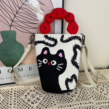 Ženska crossbody torba za telefon s ručkom u obliku oblaka, u korejskom stilu, izvorni pleteni dizajn, podesiva torba tip kanta s zatvaračem, pletena torba za žene