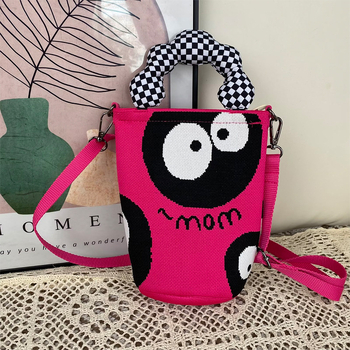 Ženska crossbody torba za telefon s ručkom u obliku oblaka, u korejskom stilu, izvorni pleteni dizajn, podesiva torba tip kanta s zatvaračem, pletena torba za žene