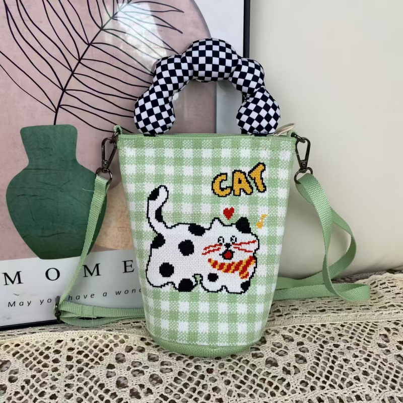 Ženska crossbody torba za telefon s ručkom u obliku oblaka, u korejskom stilu, izvorni pleteni dizajn, podesiva torba tip kanta s zatvaračem, pletena torba za žene