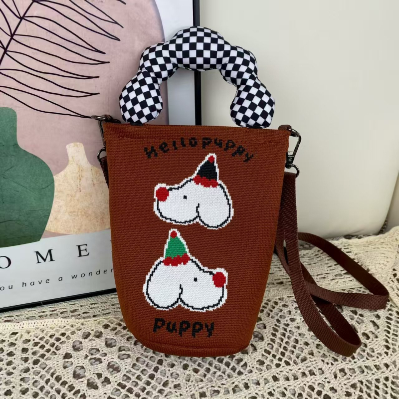 Ženska crossbody torba za telefon s ručkom u obliku oblaka, u korejskom stilu, izvorni pleteni dizajn, podesiva torba tip kanta s zatvaračem, pletena torba za žene