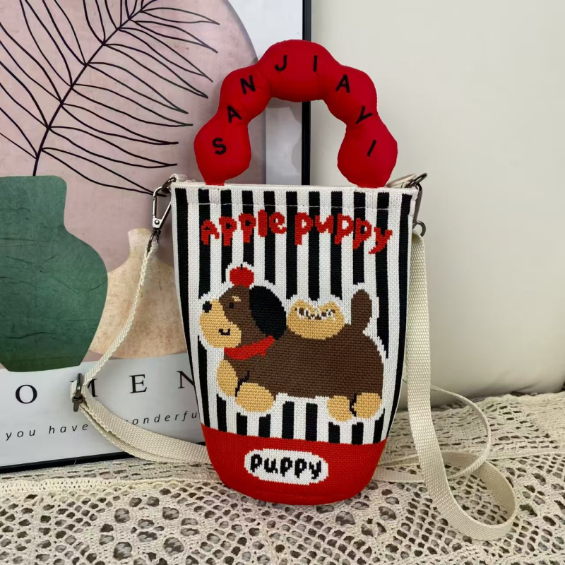 Ženska crossbody torba za telefon s ručkom u obliku oblaka, u korejskom stilu, izvorni pleteni dizajn, podesiva torba tip kanta s zatvaračem, pletena torba za žene