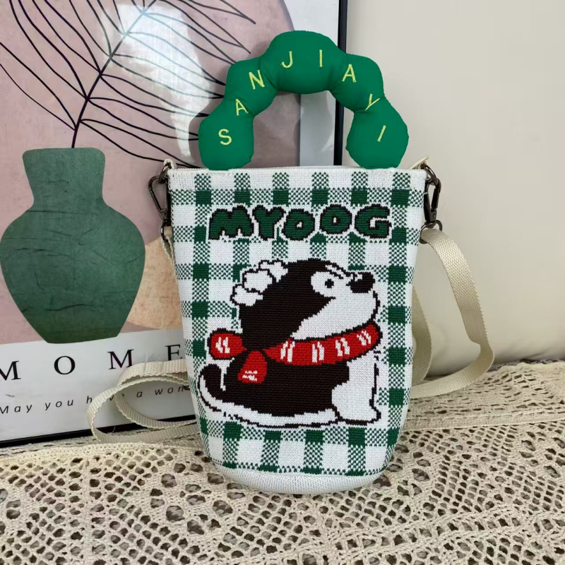 Ženska crossbody torba za telefon s ručkom u obliku oblaka, u korejskom stilu, izvorni pleteni dizajn, podesiva torba tip kanta s zatvaračem, pletena torba za žene