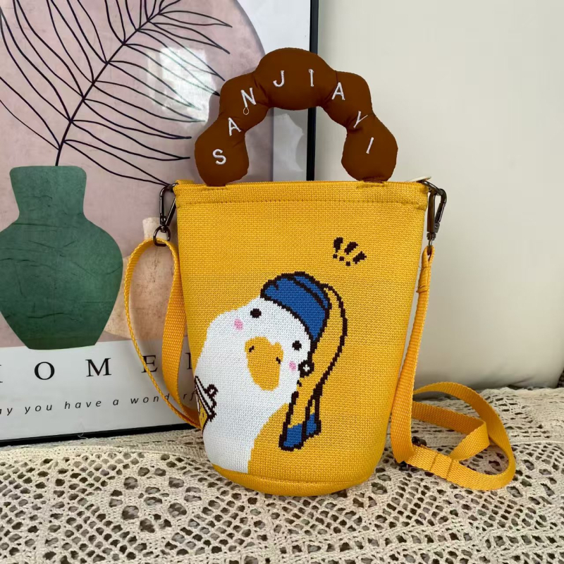 Ženska crossbody torba za telefon s ručkom u obliku oblaka, u korejskom stilu, izvorni pleteni dizajn, podesiva torba tip kanta s zatvaračem, pletena torba za žene