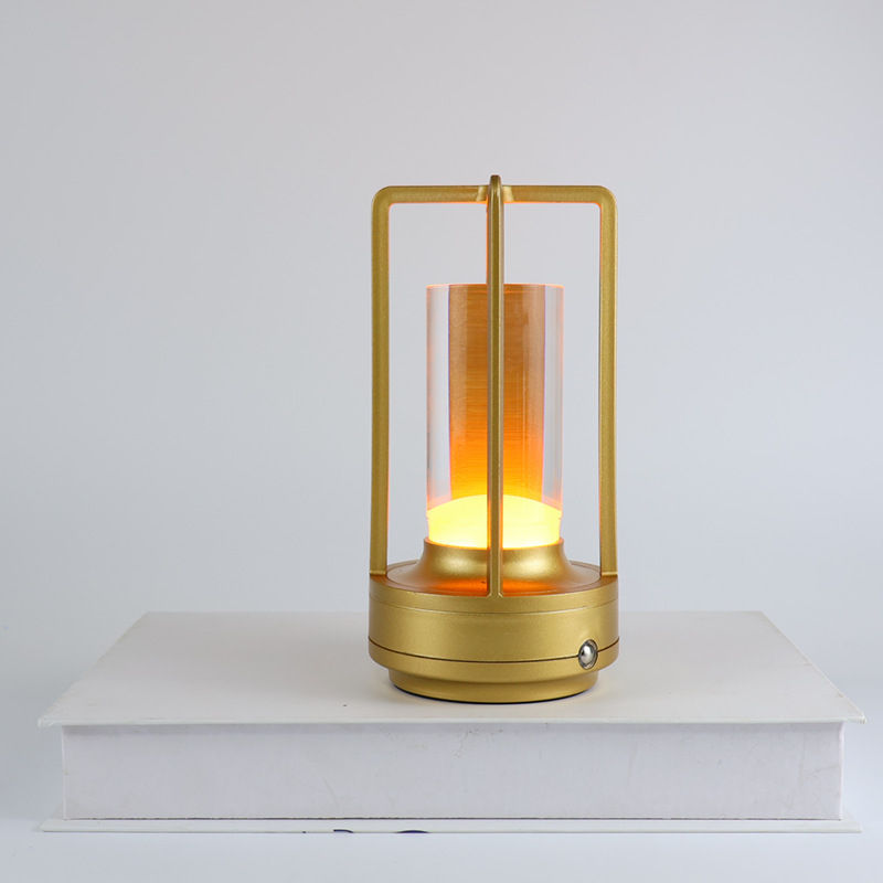 USB LED димируема нощна лампа с докосване и регулиране на яркостта, акрилен абажур — скандинавски стил настолна/нощна лампа, вградена батерия за къмпинг