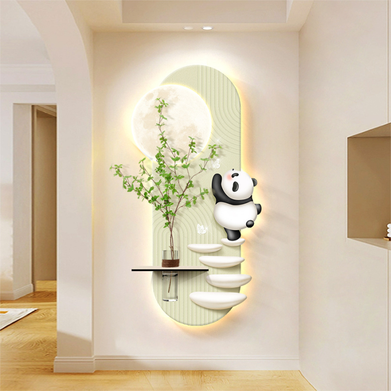 Мила панда – декоративна картина за антре с хидропонна зеленина